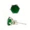 Серебряные серьги-гвоздики с зеленым агатом 0242-E-GО