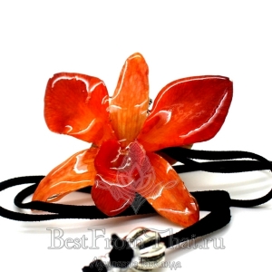 Кулон оранжевая орхидея